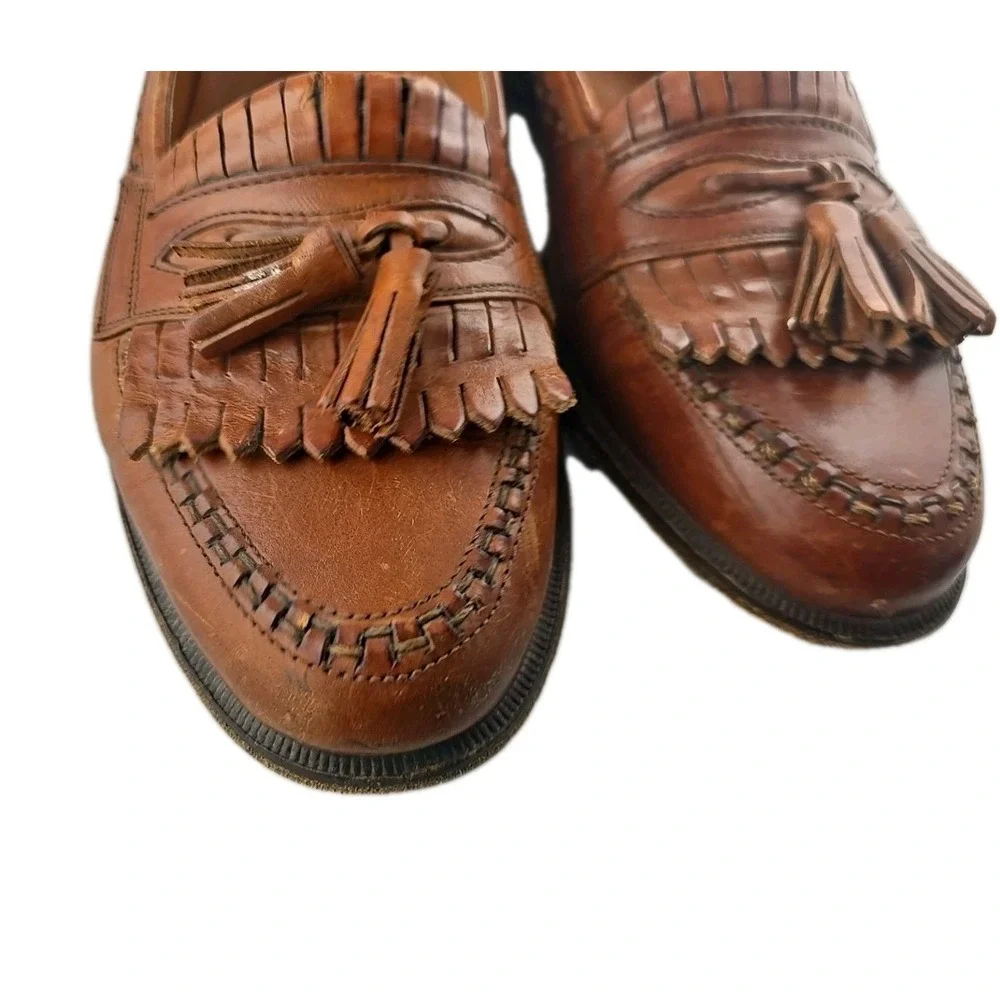 Cable & Co Tassel Brown Loafers Men's SZ 9 Made in Italy‎ Leather Fringe Preppy